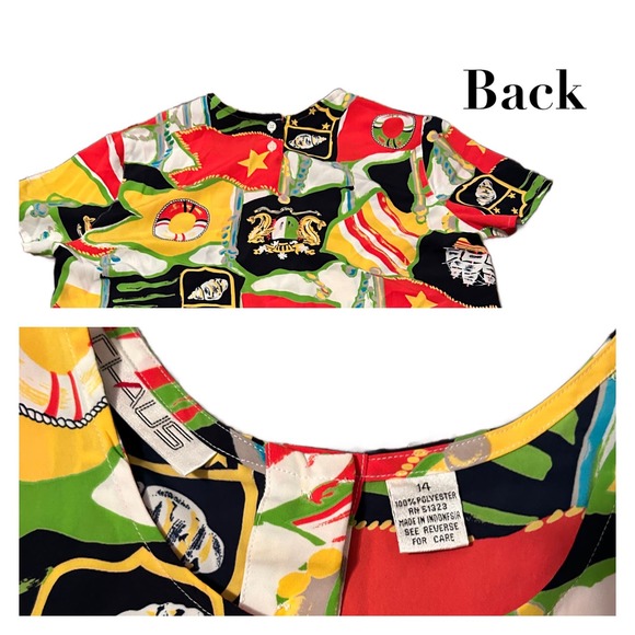 Vintage Nautical Ship Seashell Blouse Top Short Sleeves / size 14 * - Picture 4 of 4